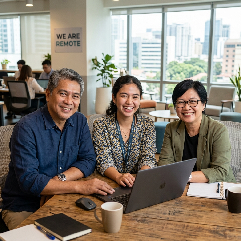Filipino remote workers team